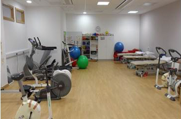 A gym with various aerobic equipment.